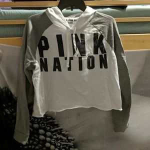 PINK White, Black, Gray Long Sleeve Crop Tee